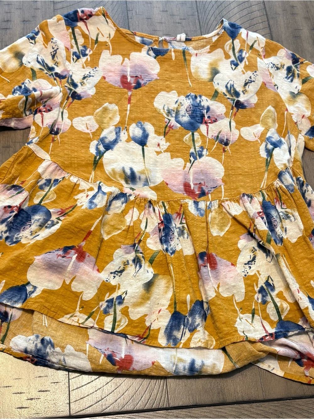 Women’s Mustard Floral Peplum Top